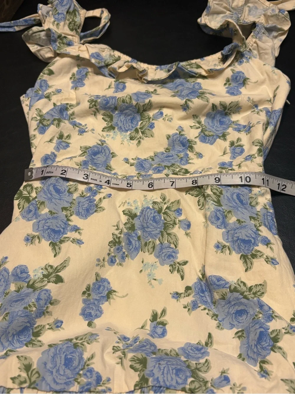 Petal + pup Storia Cream Mini Dress with Blue Floral Print NWT size Small